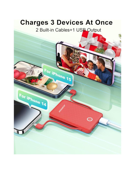 Cargador Portátil Alongza 6000mAh con Cables para Android Cargador Portátil Alongza 6000mAh con Cables para Android