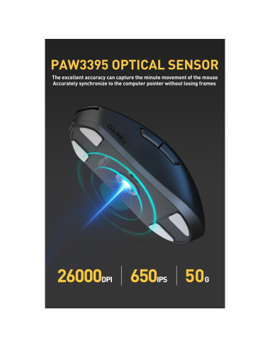 Ratón Gaming DAREU A950pro Inalámbrico 55g 26K DPI Negro
