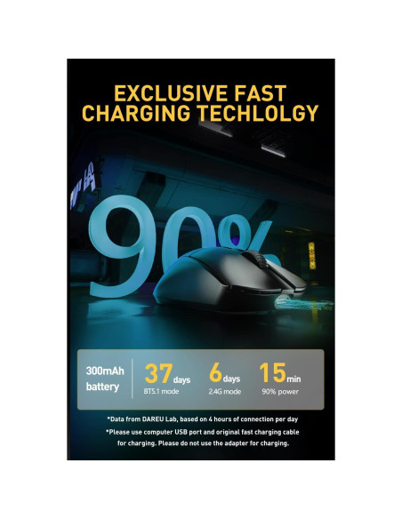 Ratón Gaming DAREU A950pro Inalámbrico 55g 26K DPI Negro Ratón Gaming DAREU A950pro Inalámbrico 55g 26K DPI Negro
