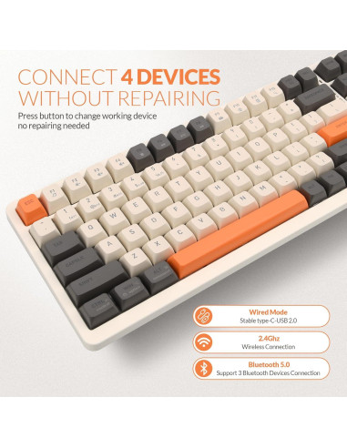 Teclado Mecánico Gaming Rii RK909 Inalámbrico 3 Modos
