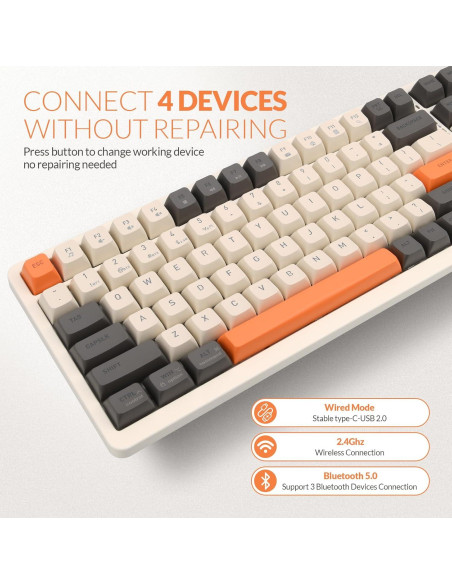 Teclado Mecánico Gaming Rii RK909 Inalámbrico 3 Modos Teclado Mecánico Gaming Rii RK909 Inalámbrico 3 Modos