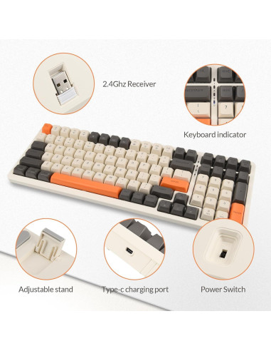 Teclado Mecánico Gaming Rii RK909 Inalámbrico 3 Modos