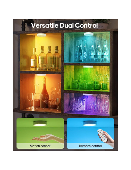 Luces LED RGB Goodea 6 Pack con control remoto y sensor Luces LED RGB Goodea 6 Pack con control remoto y sensor