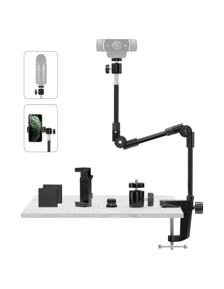 Soporte de Webcam KDD Ajustable con Soporte para Teléfono Soporte de Webcam KDD Ajustable con Soporte para Teléfono