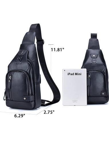 Bolsa de Mensajero de Cuero LUKZIJAES para Hombres 30x7x16cm