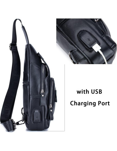 Bolsa de Mensajero de Cuero LUKZIJAES para Hombres 30x7x16cm