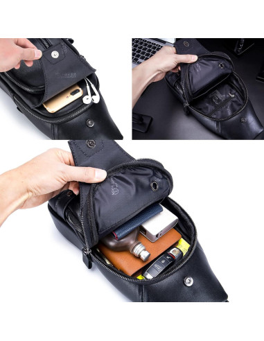 Bolsa de Mensajero de Cuero LUKZIJAES para Hombres 30x7x16cm