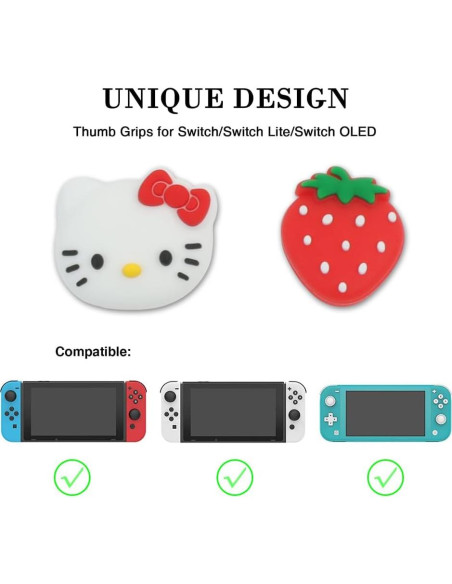 Tapas de Joystick PERFECTSIGHT Gato y Fresa para Switch Tapas de Joystick PERFECTSIGHT Gato y Fresa para Switch