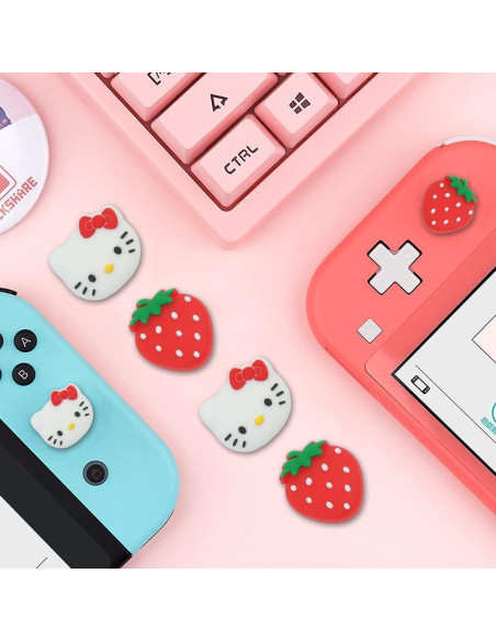 Tapas de Joystick PERFECTSIGHT Gato y Fresa para Switch Tapas de Joystick PERFECTSIGHT Gato y Fresa para Switch