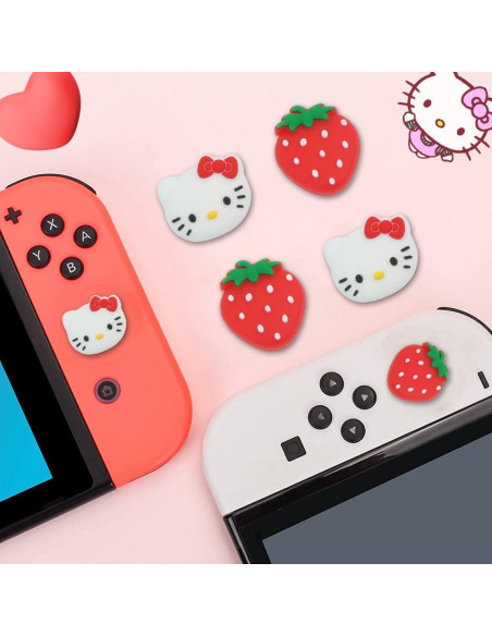 Tapas de Joystick PERFECTSIGHT Gato y Fresa para Switch Tapas de Joystick PERFECTSIGHT Gato y Fresa para Switch