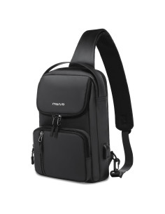 Mochila Cruzada Mosiso con Puerto USB 31x19x8 cm Negra
