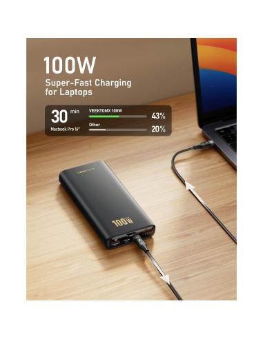 Banco de Energía VEEKTOMX 100W 20000mAh Carga Rápida