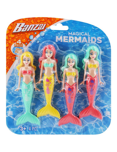 Juguetes de Buceo Sirenas Banzai 4 Piezas Colores Variados
