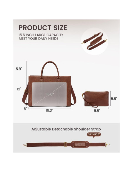 Bolsa Tote para Laptop LOVEVOOK 15.6" Cuero Impermeable Bolsa Tote para Laptop LOVEVOOK 15.6" Cuero Impermeable