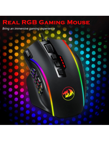 Ratón Gaming Redragon M901K 12400 DPI 16 Botones RGB
