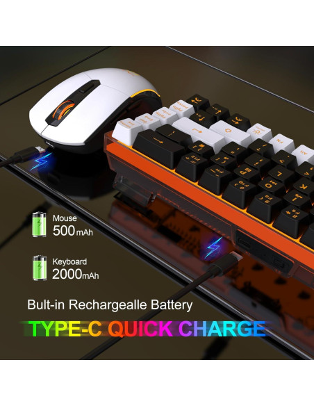 Combo Teclado y Ratón Inalámbricos Snpurdiri 60% Naranja Combo Teclado y Ratón Inalámbricos Snpurdiri 60% Naranja