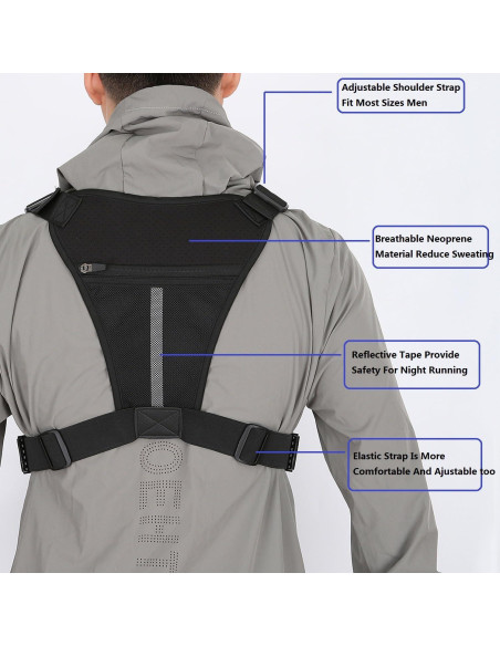 Bolsa de Pecho Táctica Muserise Negra para Correr y Ciclismo Bolsa de Pecho Táctica Muserise Negra para Correr y Ciclismo