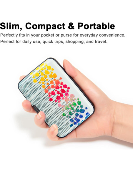 Portatarjetas RFID Kaabao Mini Slim Aluminio Flores Coloridas Portatarjetas RFID Kaabao Mini Slim Aluminio Flores Coloridas