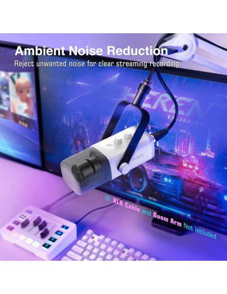 Micrófono Gaming FIFINE AM8 Blanco USB/XLR RGB para PC Micrófono Gaming FIFINE AM8 Blanco USB/XLR RGB para PC