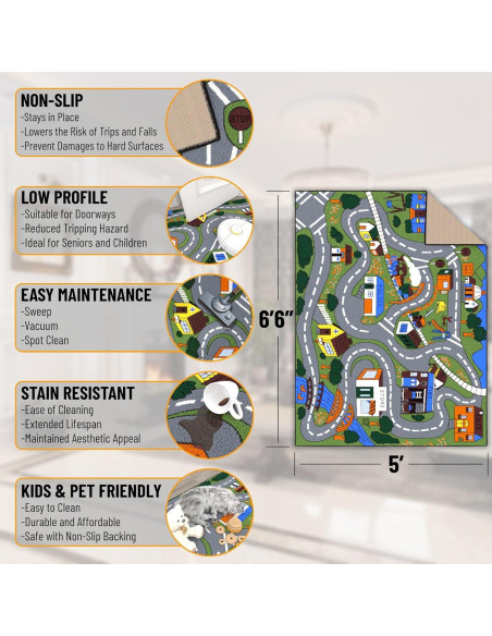 Alfombra Infantil Ottomanson 198x152 cm Tráfico Educativo