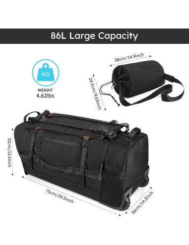 Mochila Duffle Bagenerous P1 86L Plegable con Ruedas