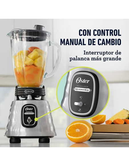 Licuadora Oster reversible 1.5L jarra vidrio 10 velocidades Licuadora Oster reversible 1.5L jarra vidrio 10 velocidades