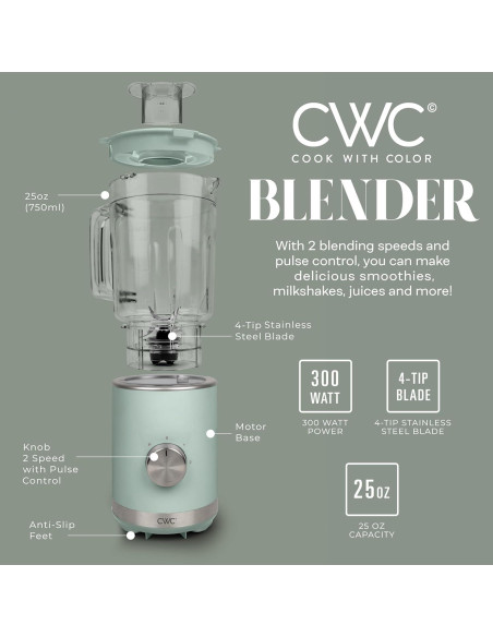 LICUADORA COOK WITH COLOR 300W 2 Velocidades 750ml Salvia LICUADORA COOK WITH COLOR 300W 2 Velocidades 750ml Salvia