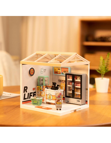 Kit Casa de Muñecas Miniatura ROBOTIME con LED 16x16 cm