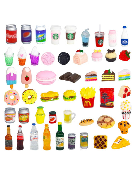 Conjunto 50 Piezas Miniaturas Comida y Bebida para Muñecas Conjunto 50 Piezas Miniaturas Comida y Bebida para Muñecas