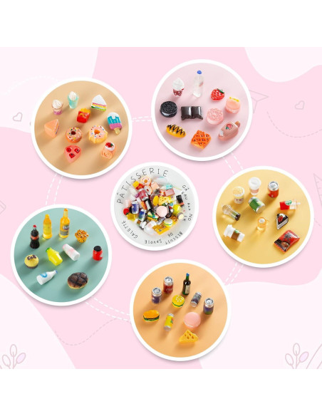 Conjunto 50 Piezas Miniaturas Comida y Bebida para Muñecas Conjunto 50 Piezas Miniaturas Comida y Bebida para Muñecas