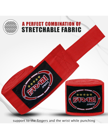 Vendajes de Mano Farabi Kids 2.5m Rojo para Boxeo Vendajes de Mano Farabi Kids 2.5m Rojo para Boxeo