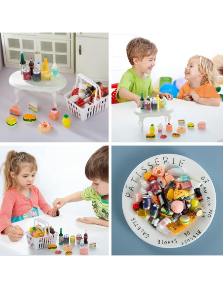 Conjunto 50 Piezas Miniaturas Comida y Bebida para Muñecas Conjunto 50 Piezas Miniaturas Comida y Bebida para Muñecas