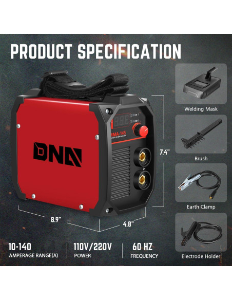 Soldador MMA Portátil DNA MOTORING 140A Pantalla LED Soldador MMA Portátil DNA MOTORING 140A Pantalla LED