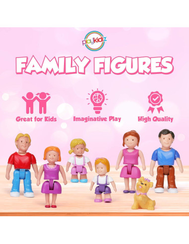 Figuras de Familia Playkidz - Set de 7 Personajes para Niños