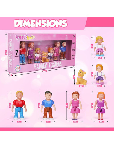 Figuras de Familia Playkidz - Set de 7 Personajes para Niños