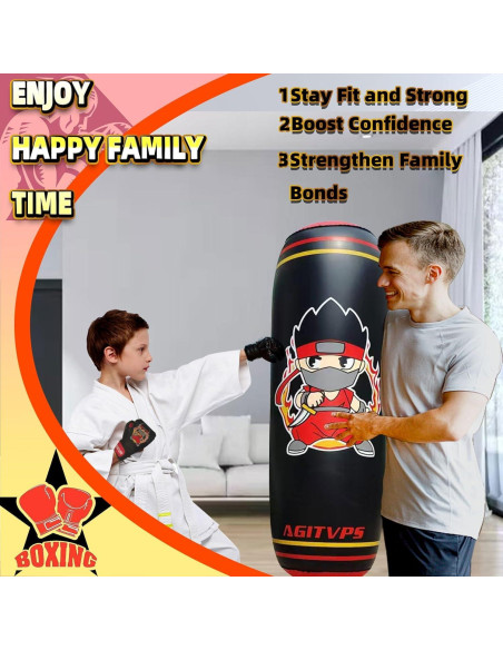 Saco de Boxeo Inflable AGITVPS 167 cm con Guantes y Bomba Saco de Boxeo Inflable AGITVPS 167 cm con Guantes y Bomba