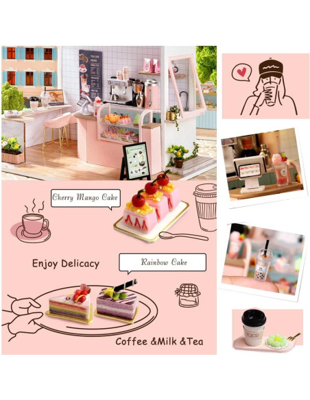 Casa de Muñecas Miniatura Flever DIY Estación de Té Casa de Muñecas Miniatura Flever DIY Estación de Té
