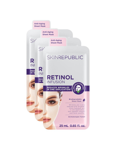 Mascarilla de Tela Skin Republic Retinol 3 Piezas Antienvejecimiento