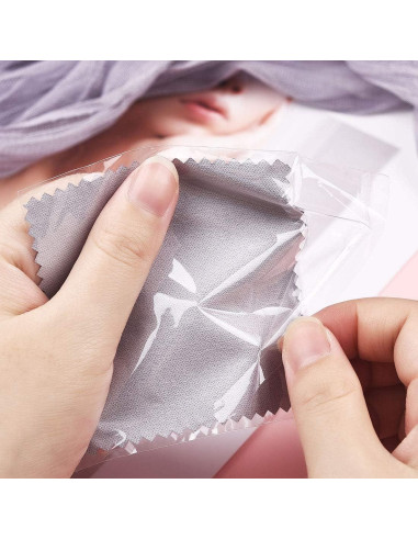 Paño de Limpieza de Joyería SEVENWELL 50pcs Gris 8x8cm