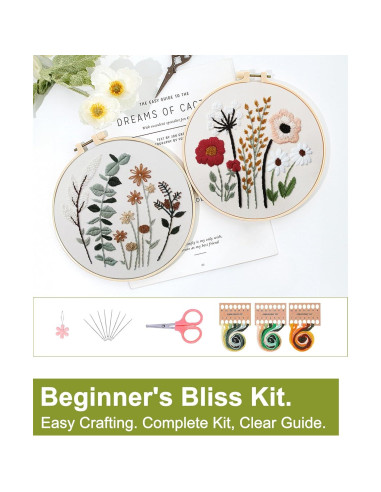 Kit de Bordado Santune 3 Sets Floral para Principiantes