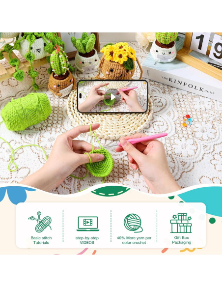 Kit de Crochet Imcrasy | 6 Plantas en Macetas | Tutoriales Kit de Crochet Imcrasy | 6 Plantas en Macetas | Tutoriales