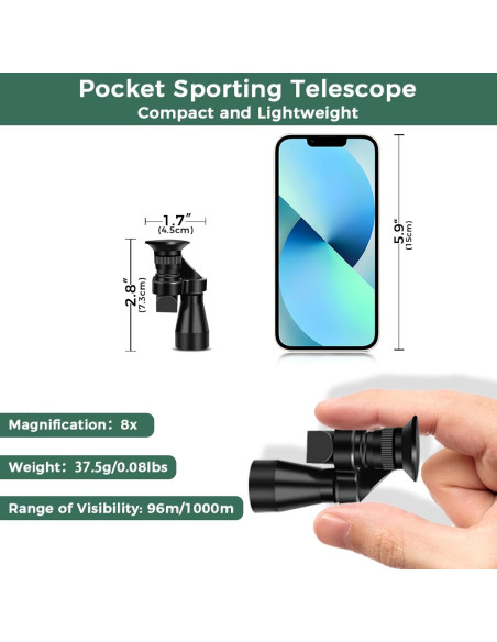 Telescopio Monocular LIUQIJIA 8x20 Compacto para Aves Telescopio Monocular LIUQIJIA 8x20 Compacto para Aves