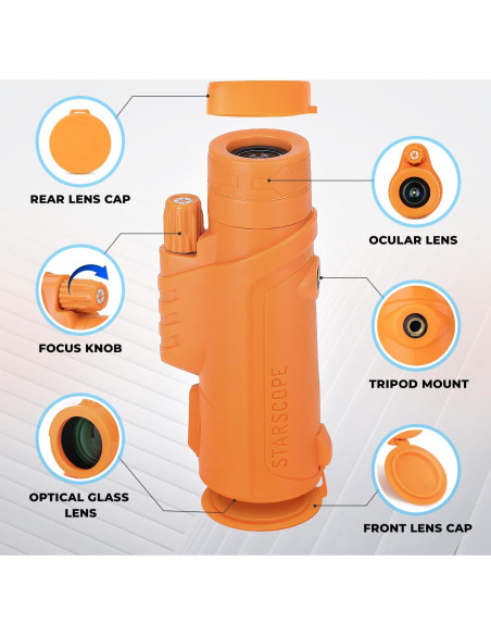 Monóculo Starscope 10x42 HD Naranja para Observación Monóculo Starscope 10x42 HD Naranja para Observación