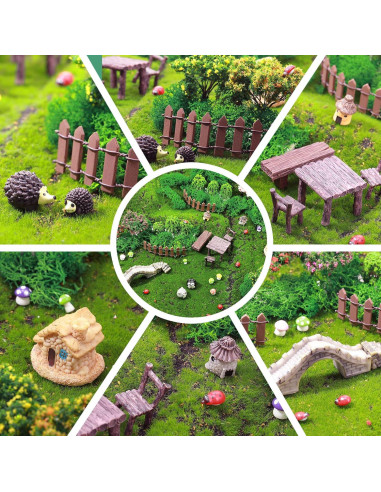 Juego de Accesorios de Jardín Canlierr 58 Piezas Miniaturas