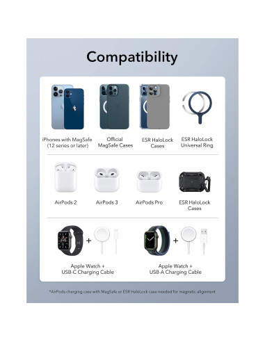 Cargador 3 en 1 ESR Magsafe para iPhone y Apple Watch
