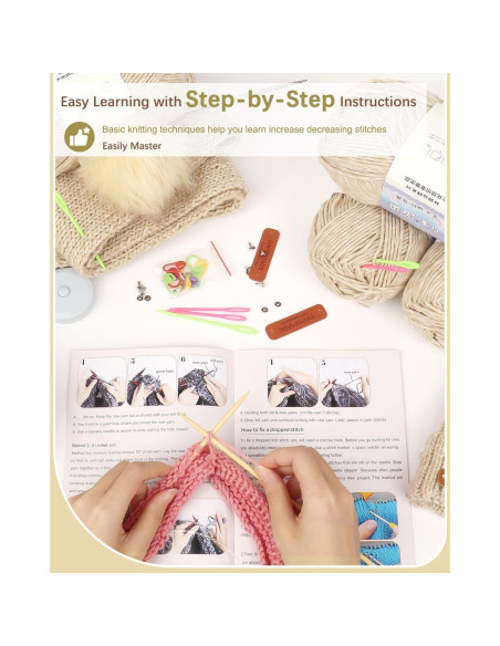 Kit de Tejer Katech para Principiantes - Hilo y Agujas Incluidas Kit de Tejer Katech para Principiantes - Hilo y Agujas Incluidas