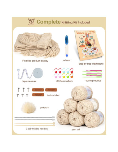 Kit de Tejer Katech para Principiantes - Hilo y Agujas Incluidas