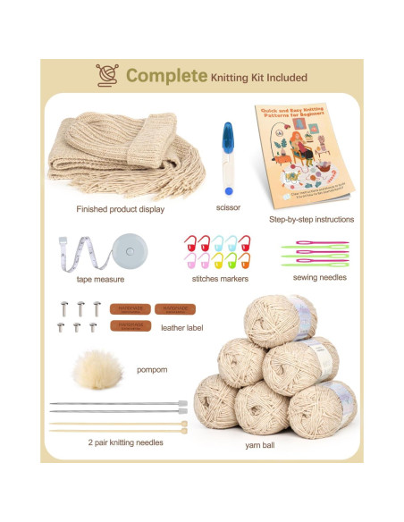 Kit de Tejer Katech para Principiantes - Hilo y Agujas Incluidas Kit de Tejer Katech para Principiantes - Hilo y Agujas Incluidas