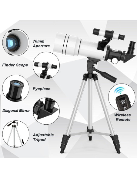 Telescopio Refractor ToyerBee 70mm para Adultos y Niños Telescopio Refractor ToyerBee 70mm para Adultos y Niños