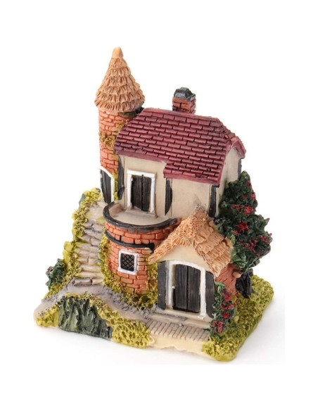 HAPYLY 4PCS Casa Miniatura Jardín Resina Decoración Hogar HAPYLY 4PCS Casa Miniatura Jardín Resina Decoración Hogar